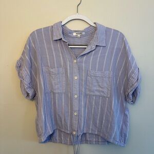 Madewell lavender Striped Button-Up linen top